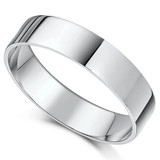 5mm Flat High Polished Wedding Band 14K White Gold Comfort Fit Plain Ring