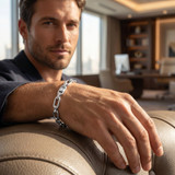 Men's Round & Square Link 14k Gold (16gram) or Platinum (26gram) 5mm Bracelet 8.5"