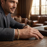 Men's Seed & Rolo Link 14k Gold (22gram) or Platinum (35gram) 5mm Bracelet 8.5"
