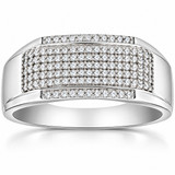 1/2Ct Men's Pave Diamond Ring in White Gold