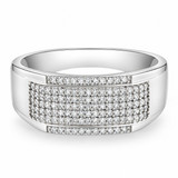 1/2Ct Men's Pave Diamond Ring in White Gold