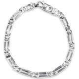 Men's Designer Figaro Link 14k Gold (18gram) or Platinum (29gram) 5.5mm Bracelet 8"