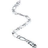 Men's Single Link Figaro 14k Gold (26gram) or Platinum (36gram) 7.5mm Bracelet 8.5"
