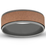 Mens Black & Hammered Rose Gold 8mm Comfort Fit Wedding Band