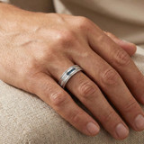 1/2 Ct Mens Blue Diamond Princess Cut Wedding Ring 10k White Gold