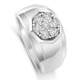 F/VS 1Ct Men's 7 Stone Diamond Ring in 14k Gold Lab Grown