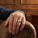 1/6Ct Men's Diamond Solitaire Ring 10K White Gold