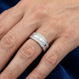Mens 1 3/8Ct Diamond Eternity Ring 10k White Gold Double Row High Polished