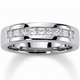1ct Princess Cut Diamond Wedding Mens 14K White Gold Ring
