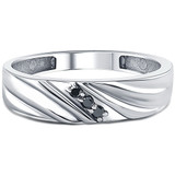 Black Diamond Ring Men's 14k White Gold