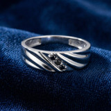 Black Diamond Ring Men's 14k White Gold