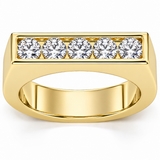 1Ct Diamond 5-Stone Men's Ring in 10k White, Yellow, or Rose Gold