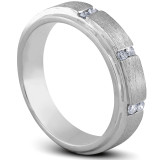 Mens 1/8ct Diamond Brushed Wedding Ring Comfort Fit Band