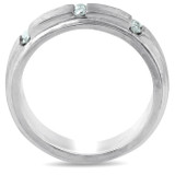 Mens 1/8ct Diamond Brushed Wedding Ring Comfort Fit Band