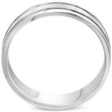 Mens Brushed 6mm Flat Wedding Band 10K White Gold