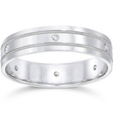 Mens 14K White Gold Diamond Wedding Anniversary Band