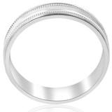 5mm Flat Double Milgrain Wedding Band 10K White Gold