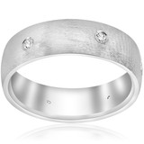 Brushed Diamond White Gold Wedding Ring Mens Womens Band