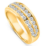 1 Ct Diamond Mens Double Row Wedding Ring 10k Yellow Gold