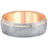 14k Rose & Black Gold 7MM Flat Comfort Fit Mens Brushed Wedding Band