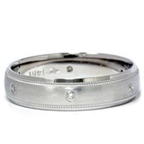 Mens 14K White Gold Diamond Wedding Brushed Band Ring