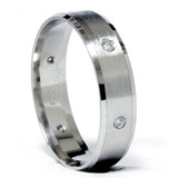 Mens 950 Platinum Brushed Diamond Wedding Band Ring Mens 950 Platinum Brushed Diamond Wedding Band Ring