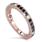 14k Pink Rose Gold 7/8ct Black White Diamond Wedding Ring