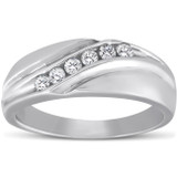 Platinum Diamond 1/4 Ct High Polished Mens Ring Wedding Band