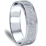 Mens 1/3ct SI Diamond Comfort Fit Brushed Wedding Band