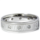 Mens 1/3ct SI Diamond Comfort Fit Brushed Wedding Band