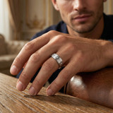 Mens 14K White Gold Diamond Comfort Fit Wedding Band