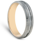 Solid 10k Yellow & Black Gold Mens Satin Diamond Cut Finish Mens Wedding Band