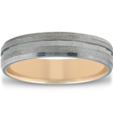 Solid 10k Yellow & Black Gold Mens Satin Diamond Cut Finish Mens Wedding Band