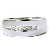 Mens 1/6ct Textured Wedding Anniversary White Gold Ring