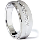 Mens 1/6ct Textured Wedding Anniversary White Gold Ring