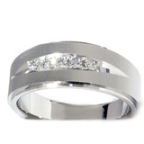 Mens 1/6ct Textured Wedding Anniversary White Gold Ring