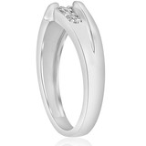 Mens Diamond Ring White White Gold Wedding Band High Polished Band