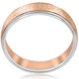 Mens Rose & White 14K Gold 6MM Brushed Two Tone Wedding Band Mens Rose & White 14K Gold 6MM Brushed Two Tone Wedding Band