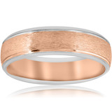 Mens Rose & White 14K Gold 6MM Brushed Two Tone Wedding Band Mens Rose & White 14K Gold 6MM Brushed Two Tone Wedding Band