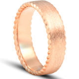 Mens Solid 10k Rose Gold 6MM Comfort Fit Braided Brushed Wedding Band Comfor Fit