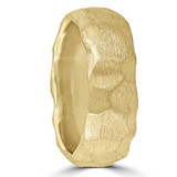 Designer 14k Yellow Gold Hammered Nugget Wedding Band Mens Heavy Ring