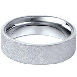 10K White Gold Mens 6mm Flat Brushed Wedding Band