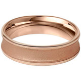 14K Rose Gold 6mm Brushed Mens Wedding Band