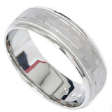 Mens 14K White Gold 7mm Textured Comfort Wedding Band