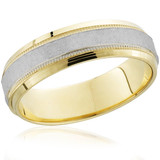 18k Yellow Gold & 950 Platinum Brushed Two Tone Wedding Band Mens Ring 18k Yellow Gold & 950 Platinum Brushed Two Tone Wedding Band Mens Ring
