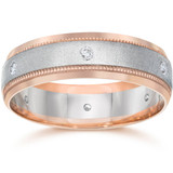 .18 Carat Diamond Men's Two Tone 14K Rose & White Gold Wedding Band