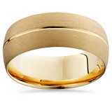 Mens 14k Yellow Gold Wedding Band Brushed Bridal Ring