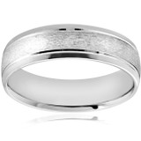 6MM Platinum Mens Wedding Band Brushed Comfort Fit Flat Ring 6MM Platinum Mens Wedding Band Brushed Comfort Fit Flat Ring