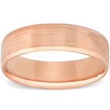10k Rose Gold Mens Brushed Beveled Edge Comfort Fit Wedding Band