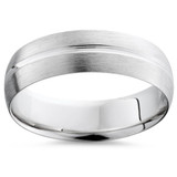 Mens 14K White Gold Brushed Comfort Fit Wedding Band Mens 14K White Gold Brushed Comfort Fit Wedding Band